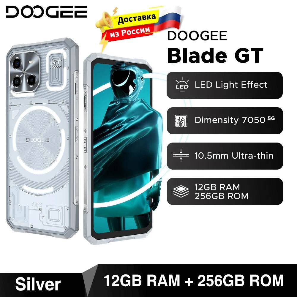 DOOGEE Blade GT Rugged Phone 10.5mm Uitra-thin 6.72'' FHD 120Hz LED Light Effect 12GBRAM 256GB ROM 5500mAh Battery Android 14 - Price Value Store