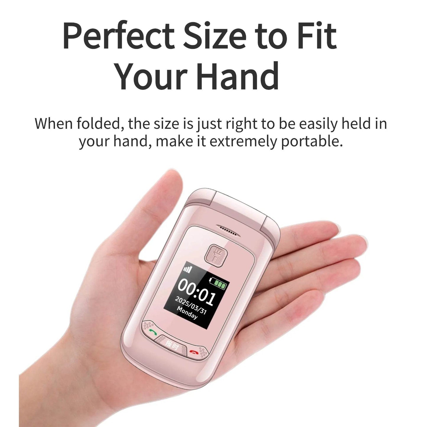 Stylish Ladies Flip Phone Dual Display Big Keypad Cheap Clamshell Mobile with SOS Button Qick Dial Loud Speaker Two Earpieces - Price Value Store
