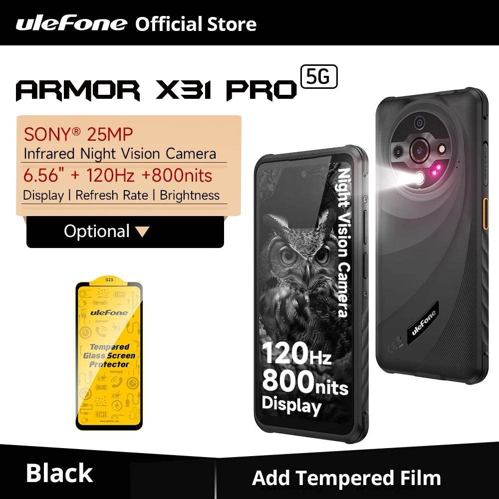 【World Premiere】Ulefone Armor X31 Pro 5G Rugged Phone Android 14 Smartphone 6.56”16GB + 256GB Night Camera 64MP 6050mAh NFC - Price Value Store