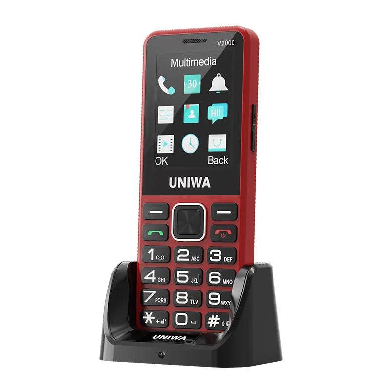 UNIWA V2000 4G Fashion Keypad Phone 2.4 Inch Big Button Loud Volume Dual SlM 1700mAh Russia Keyboard Feature Phones for Elderly - Price Value Store