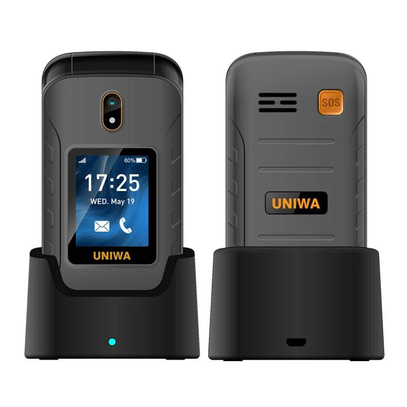 UNIWA V909T Flip Phone 4G Dual Screen Single Nano Cellphone Big Push-Button Mobile Phone for Elderly 2250mAh Russian Keyboard - Price Value Store