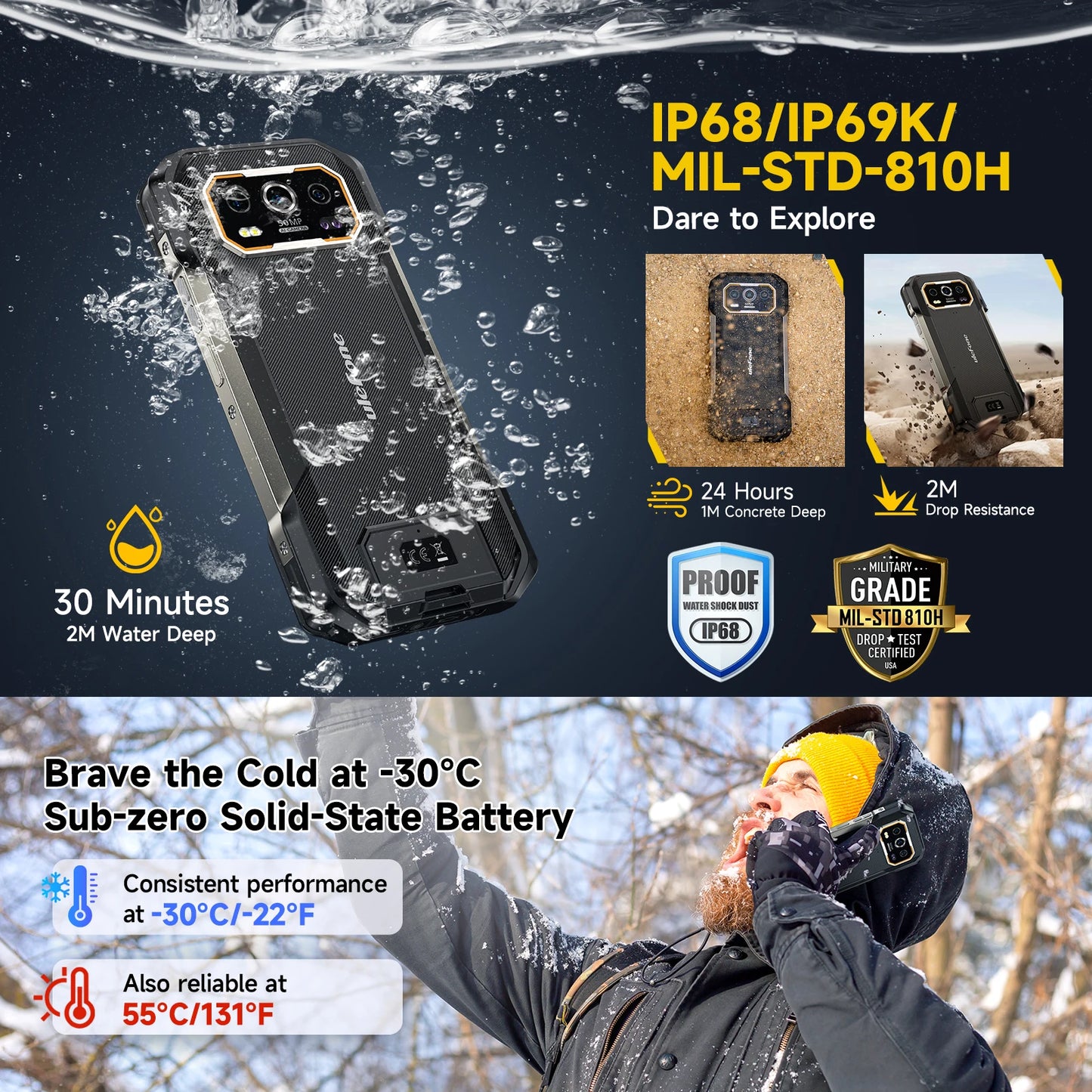 【World Premiere】 Ulefone Armor 27 4G 10600mAh Rugged Phone 24GB+256GB Android 14 Smartphone 6.78"FHD 120Hz Night Vision Global