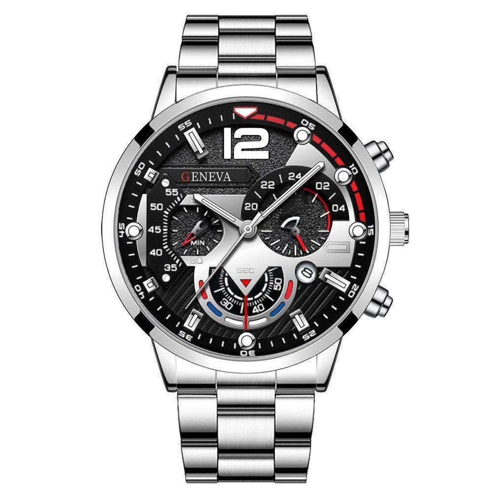 Men's Fashion Stainless Steel Band Quartz Watch with Calendar - Price Value Store