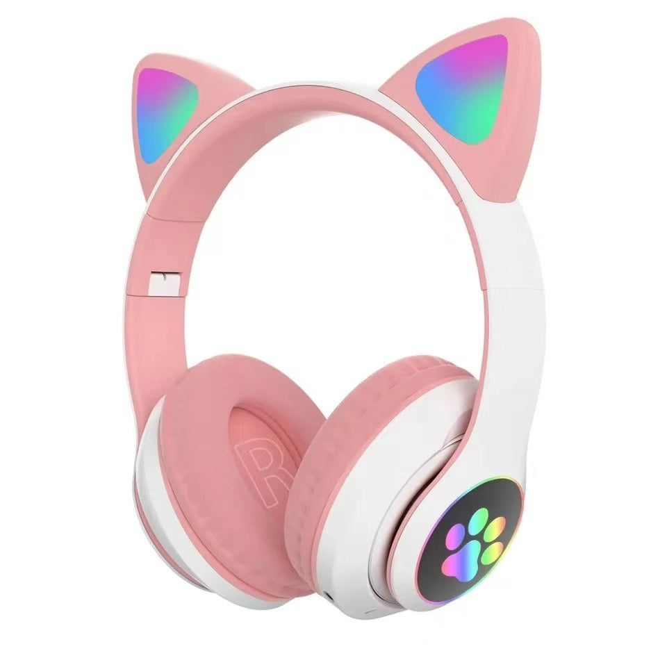 Cat Ear Bluetooth Headset with Luminous Foldable Design