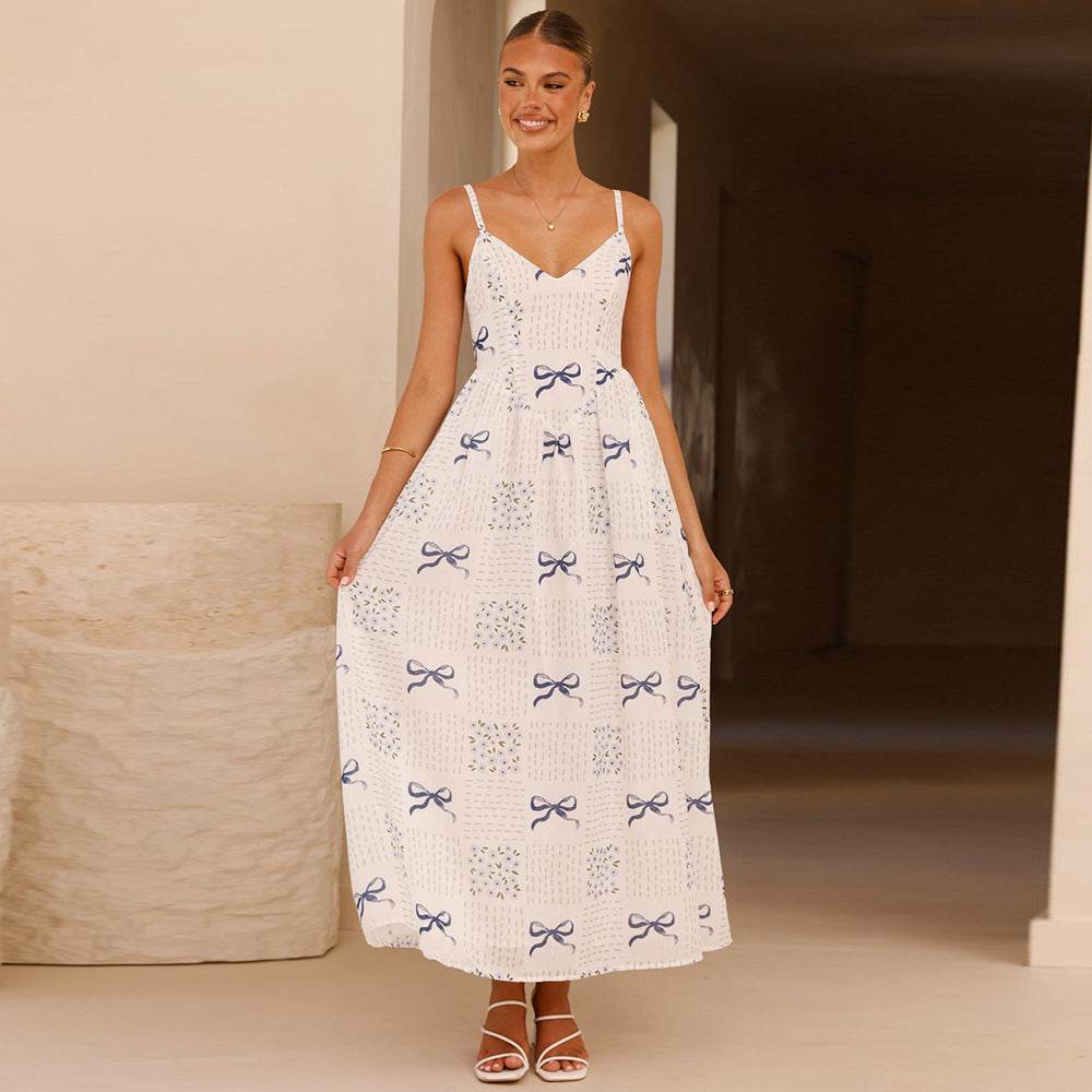 V-necked strapless long dress - Price Value Store