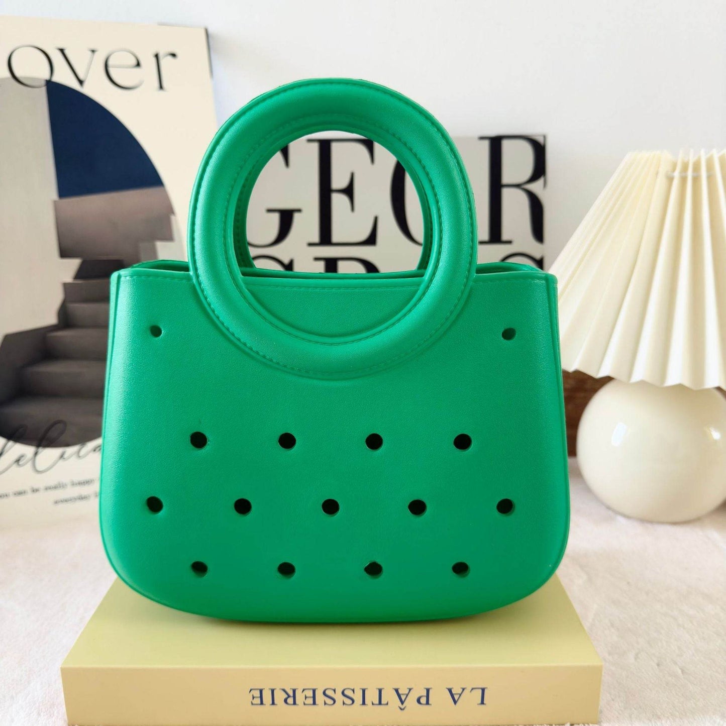 Mini EVA Beach Square Shell Handbag with DIY Hole Pattern - Price Value Store