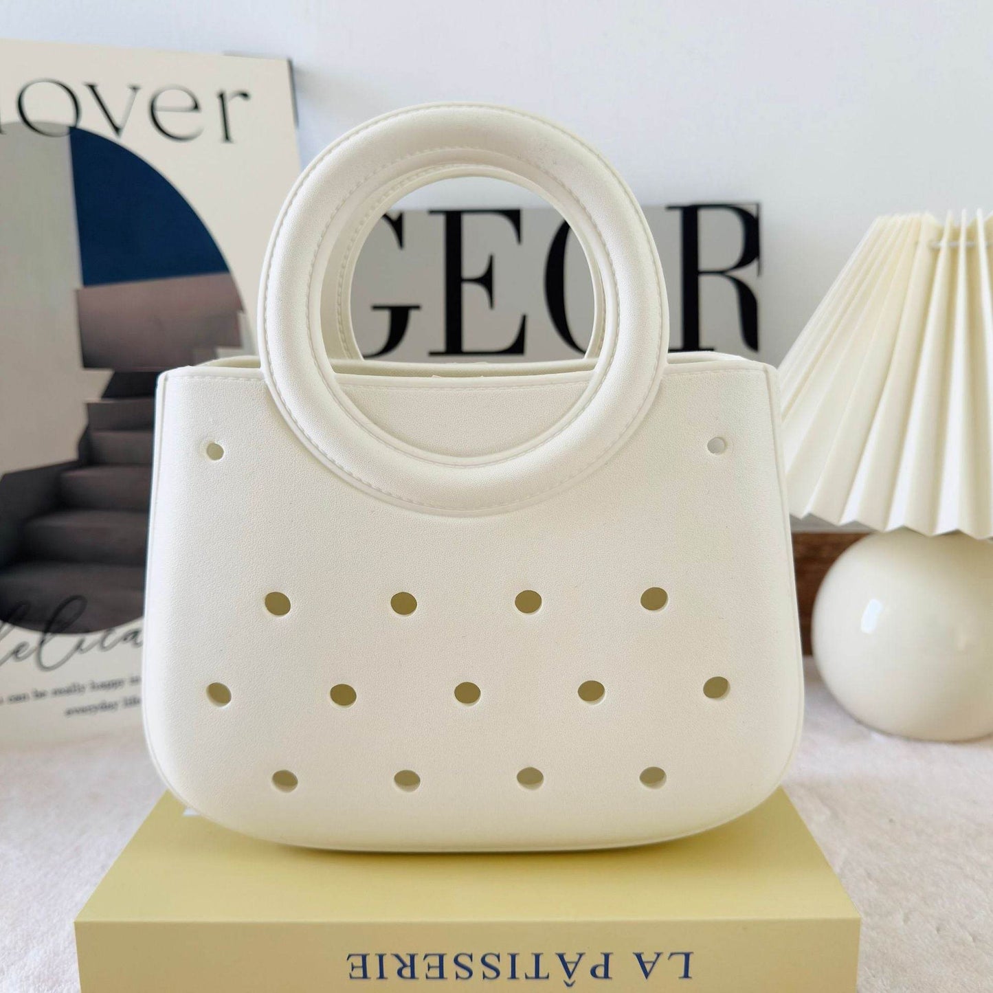 Mini EVA Beach Square Shell Handbag with DIY Hole Pattern - Price Value Store