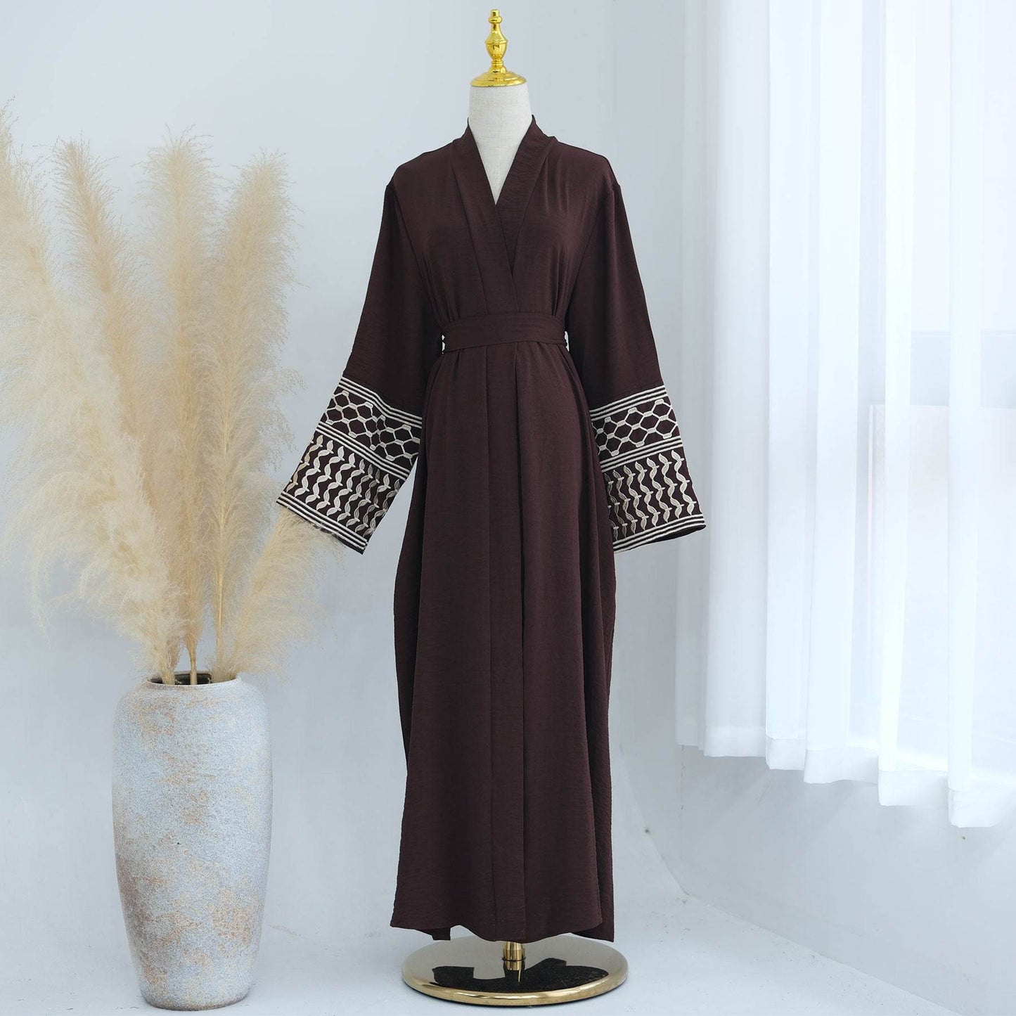Embroidered tassel cardigan robe - Price Value Store