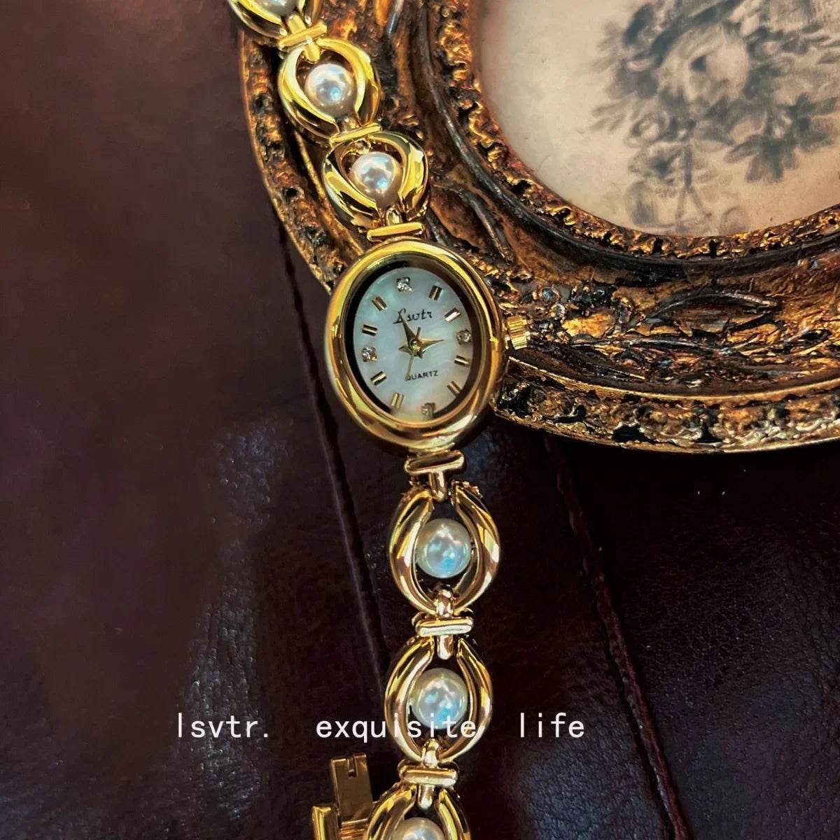 A mid-history light luxury imitation pearl watch with elegant bracelet for women - Price Value Store