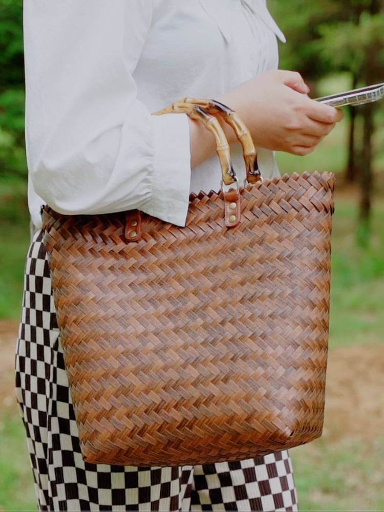 Handmade Bamboo Tote Bag Vacation - Price Value Store