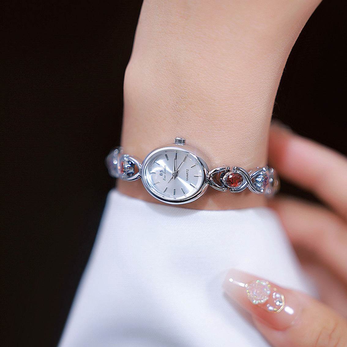 BS brand 2023 New HOT Watch Factory Direct fashion trend Oval color treasure rainbow light luxury F1726 - Price Value Store