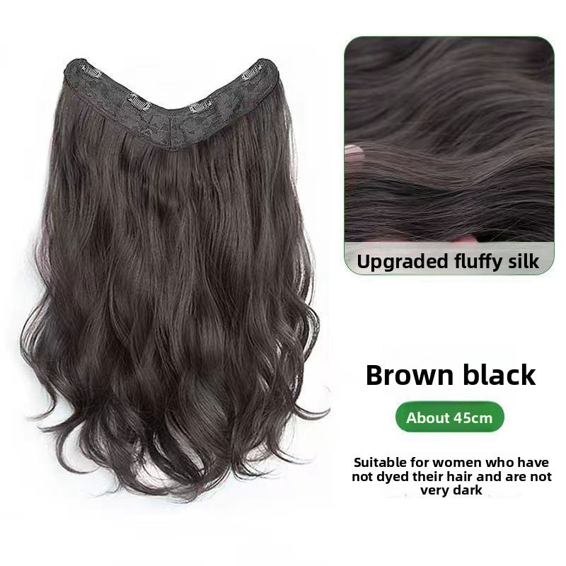 Women's V-Shaped Long Curly Invisible Hair Extension Patch