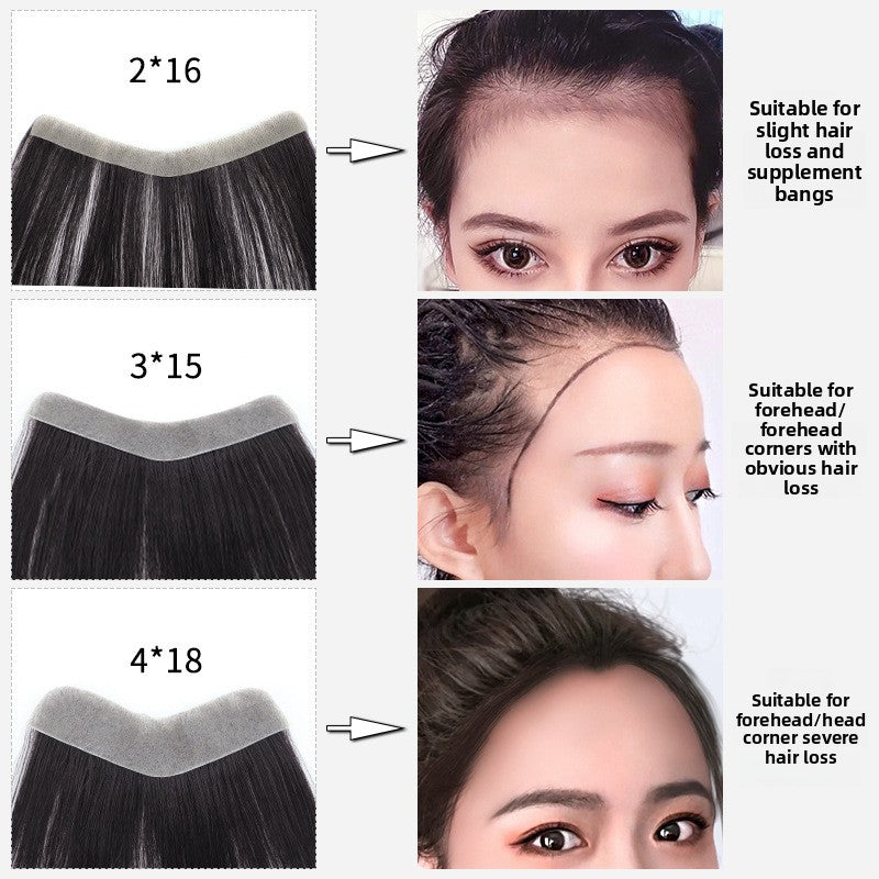 Invisible Real Human Hair Hairpiece for Forehead