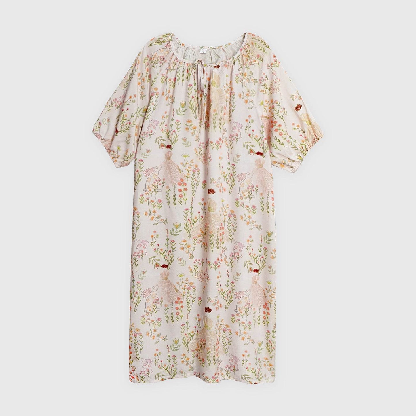 Women's Summer Cotton Silk Nightgown Dress with Belt, Korean Style - Price Value Store