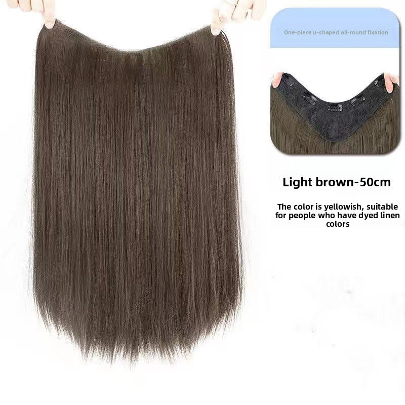Women's V-Shaped Long Curly Invisible Hair Extension Patch