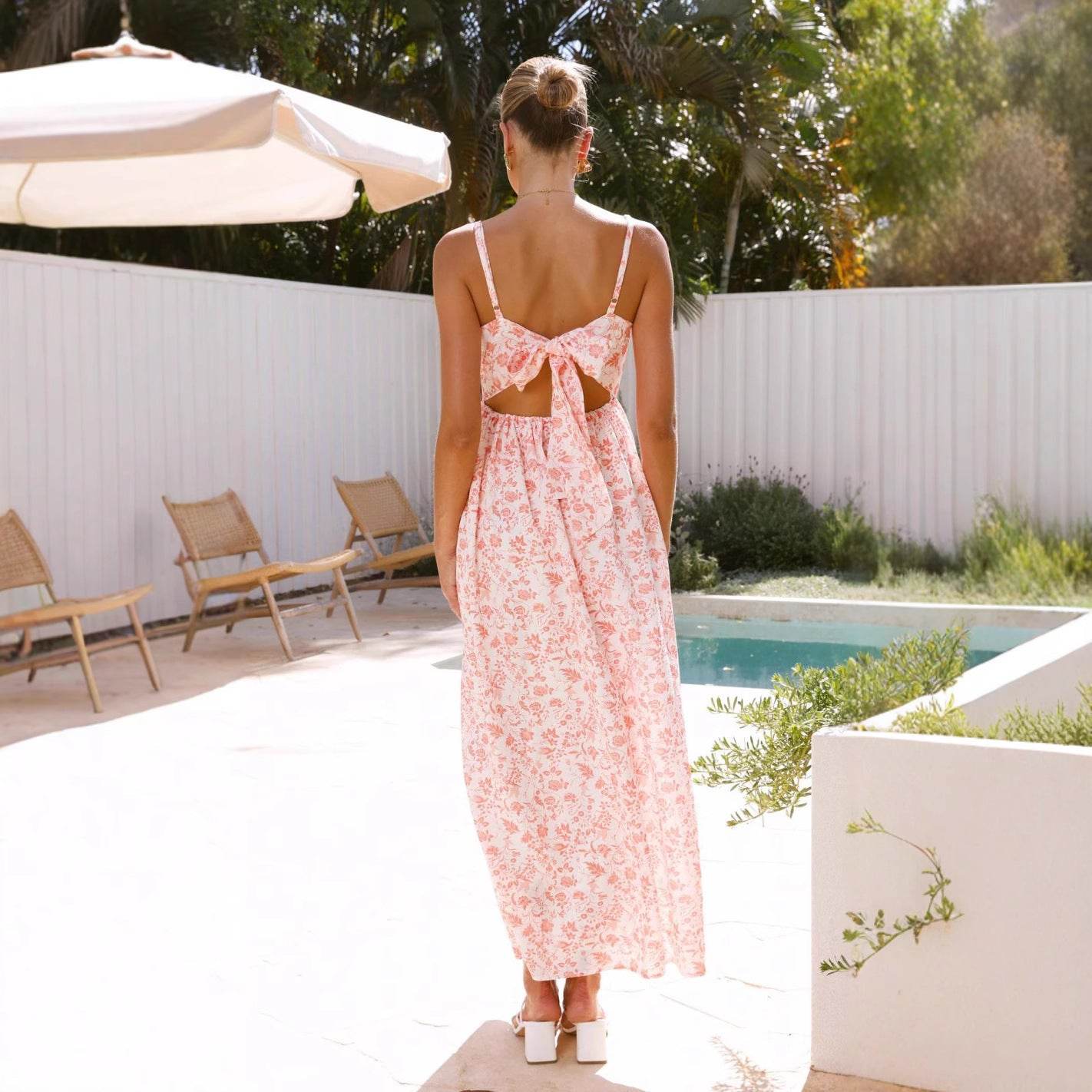 V-necked strapless long dress - Price Value Store