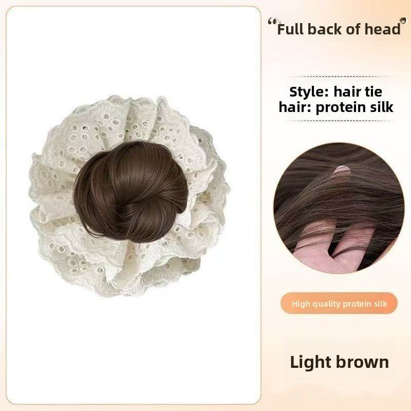 Lace-trimmed bun hair loop wig - Price Value Store
