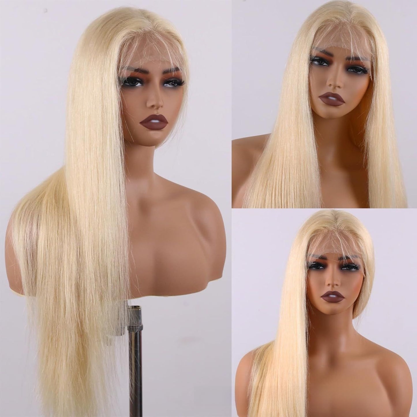 White Gold Human Hair Wig with Adjustable Length
