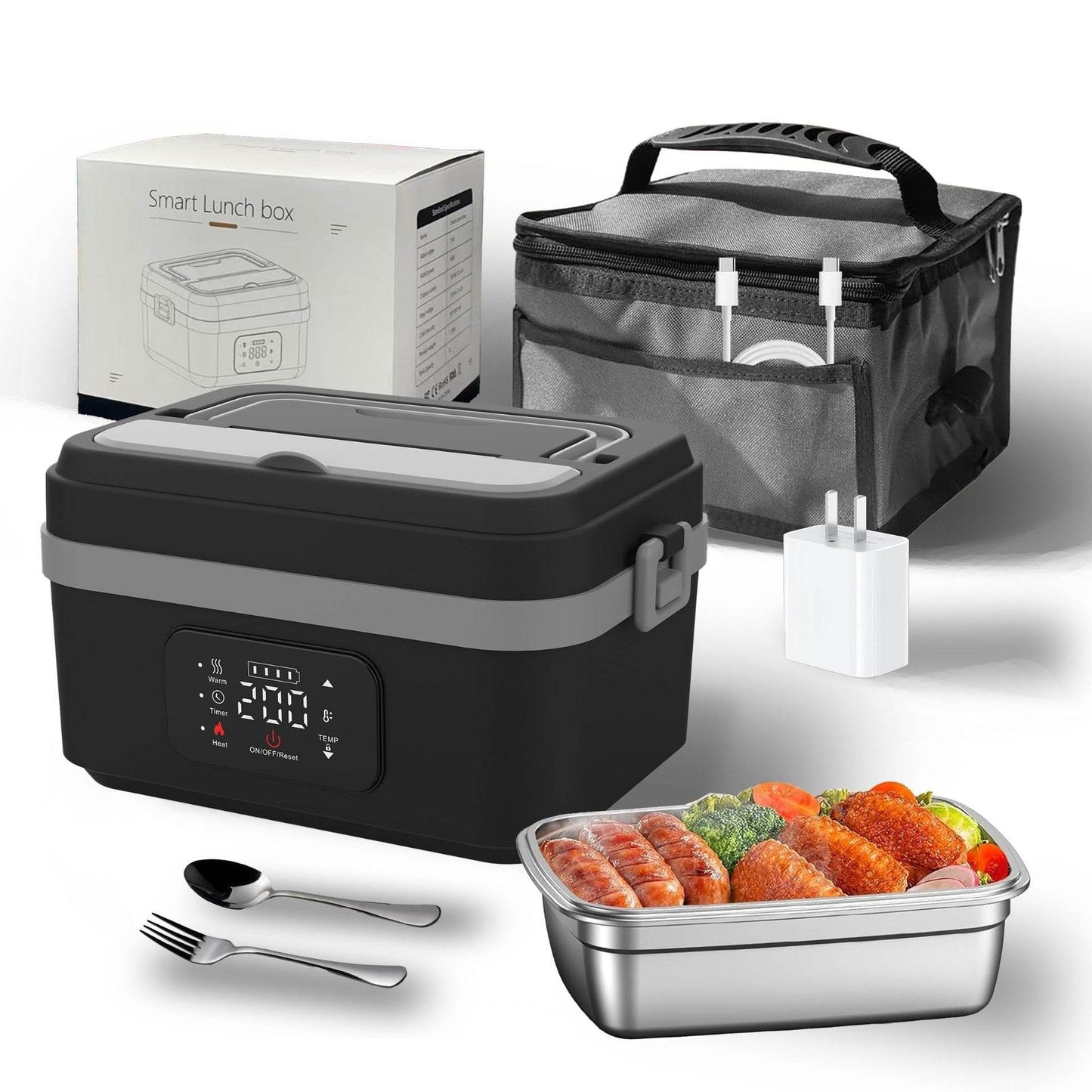 USB Charging Insulation Lunch Box with Wireless Heating - Price Value Store
