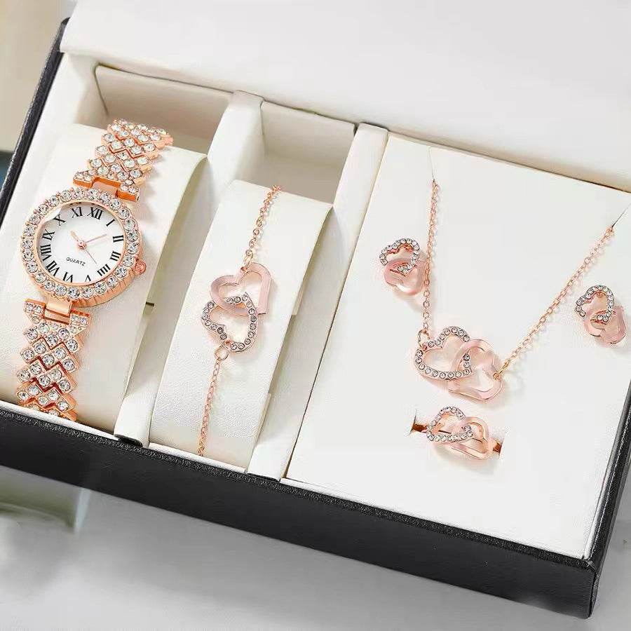 Elegant Starry Quartz Women's Watch with Matching Bracelet (Silver/Gold/Rose Gold) - Price Value Store