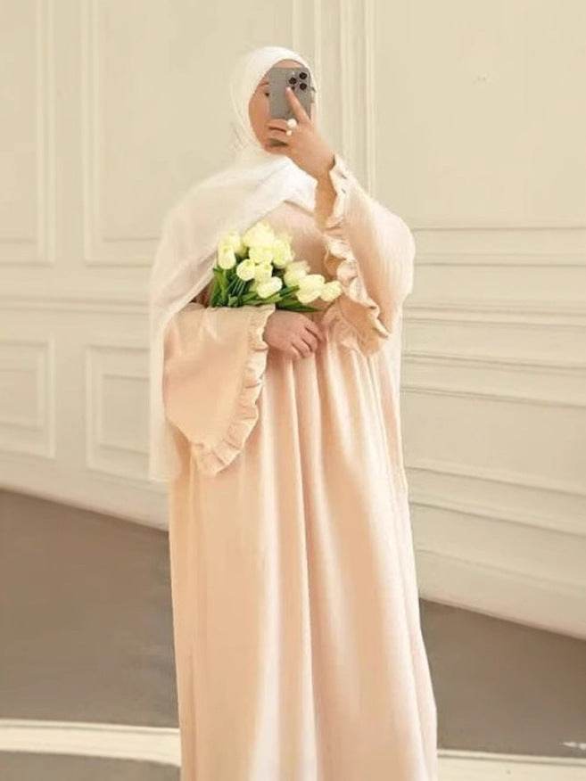 Fashionable and Elegant Pure Color Petal Sleeve Dress - Price Value Store
