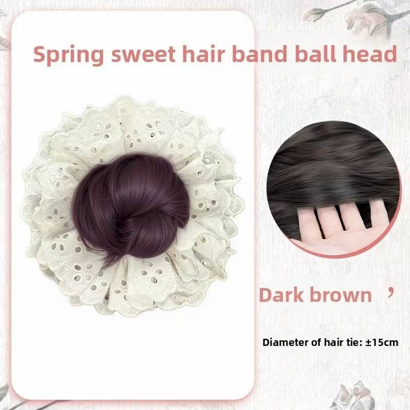 Lace-trimmed bun hair loop wig - Price Value Store