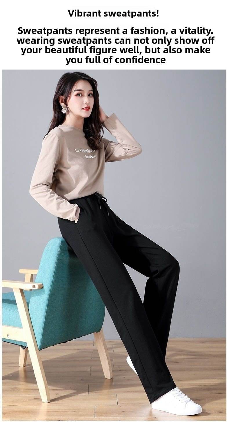 Women's High-Waisted Cotton Straight Casual Pants ? Summer Thin Elastic Trousers - Price Value Store