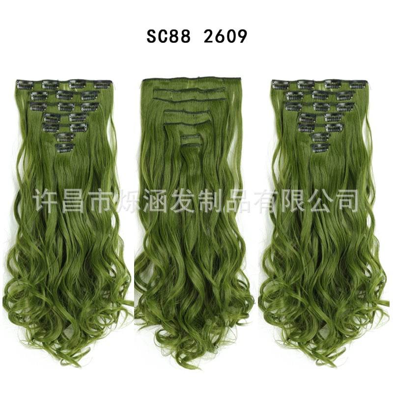 Seven Piece Wig Piece 16 Card Women Chemical Fibre High Temperature Silk Wig Long Curly Hair - Price Value Store