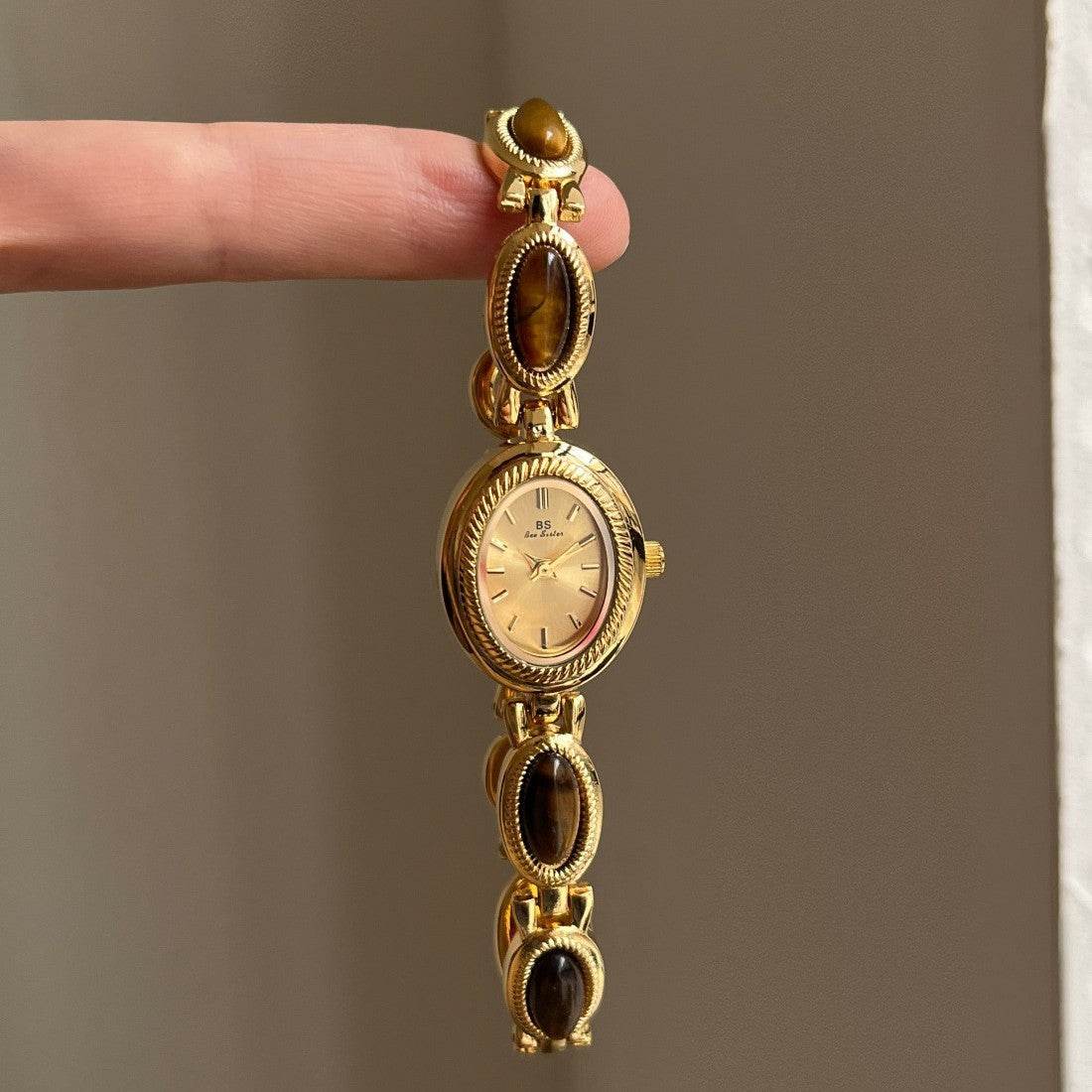 BS New Hot Selling Factory Direct Foreign Trade Small Fragrance Middle Ancient Light Luxury Pearl Bracelet Watch Elegant Women's Watch Small Gold Watch - Price Value Store
