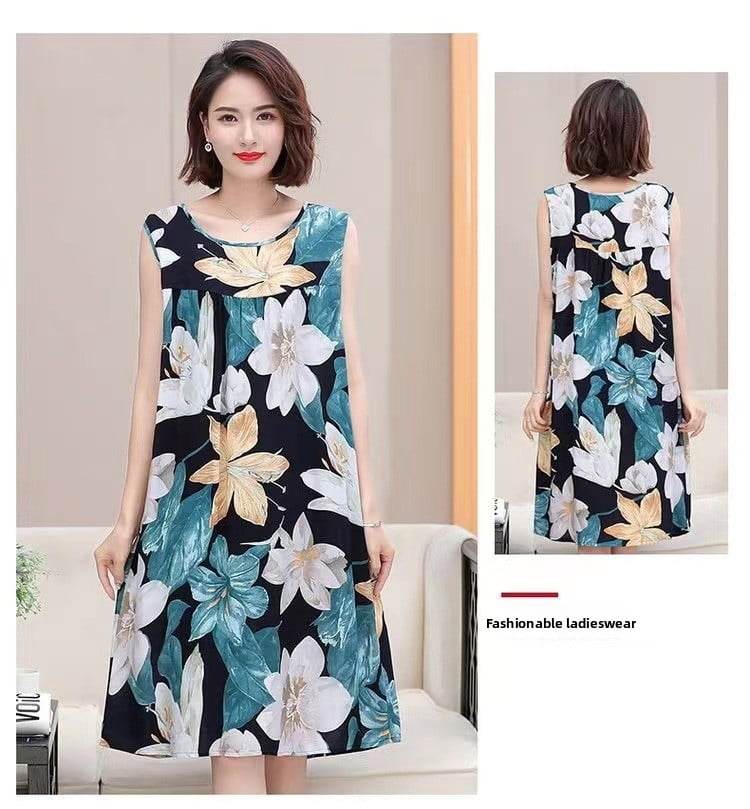 Women's Summer Sleeveless Cotton Silk Nightgown - Price Value Store