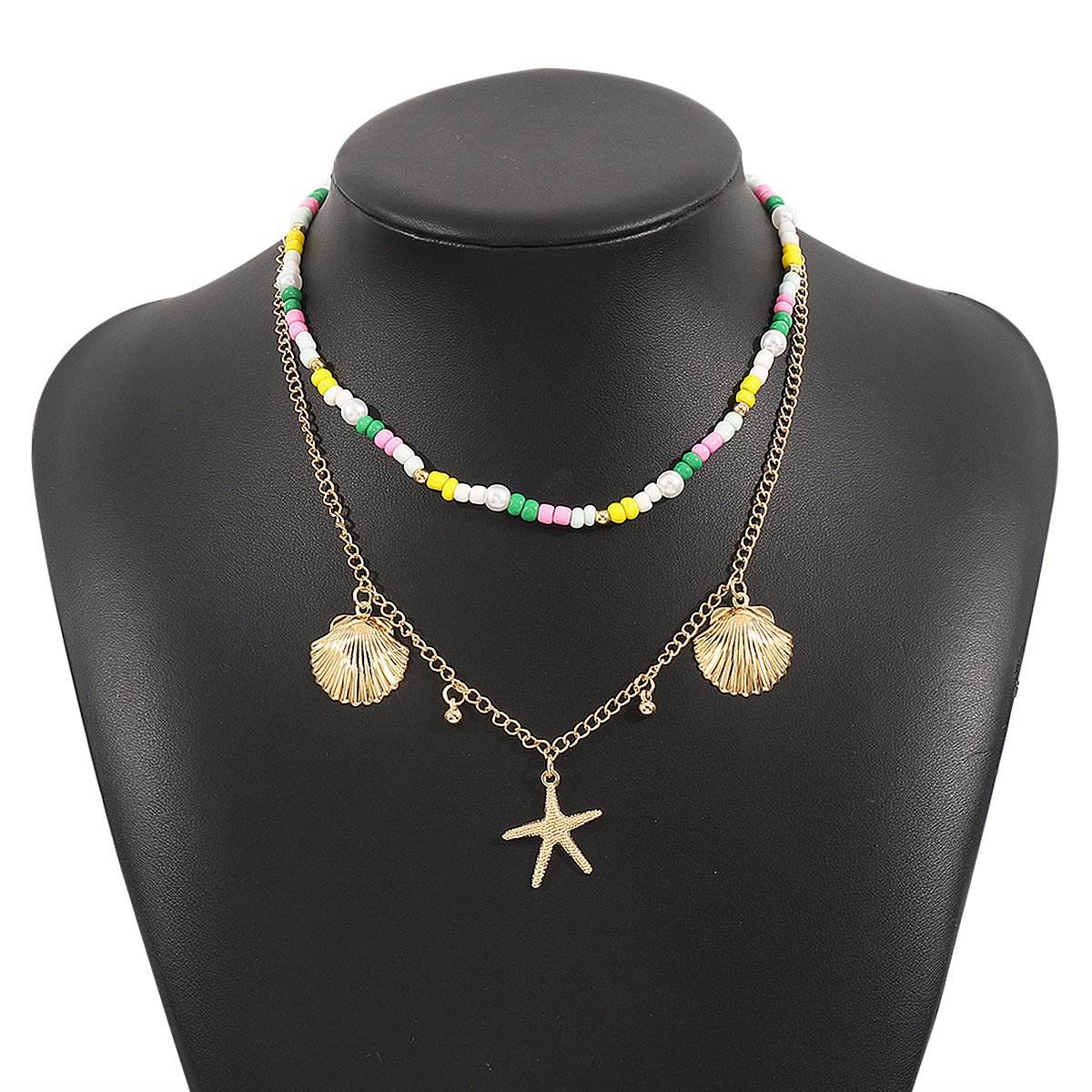 Personalized conch and starfish pendant necklace earrings - Price Value Store