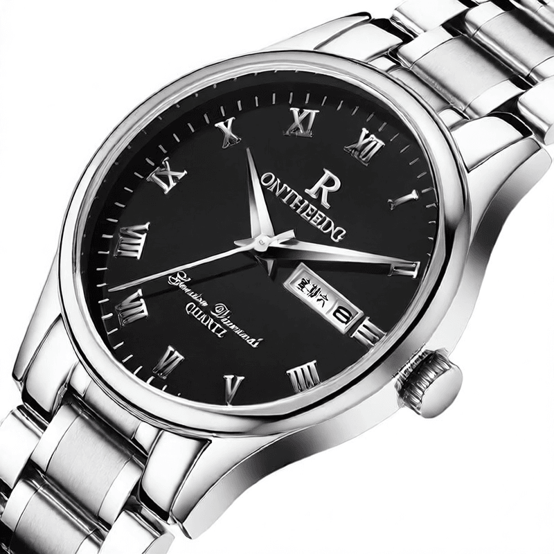 Stainless Steel Waterproof Business Quartz Watch with Calendar - Price Value Store
