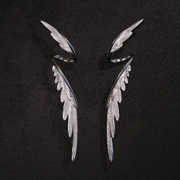 Wings Earrings Niche Design Simple Cold Style Retro High-end Fashion New Feather Earrings All-match Accessories - Price Value Store