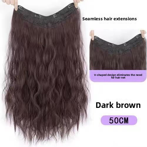 Women's V-Shaped Long Curly Invisible Hair Extension Patch
