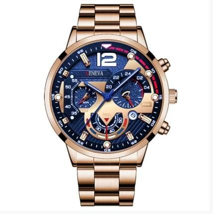 Men's Fashion Stainless Steel Band Quartz Watch with Calendar - Price Value Store