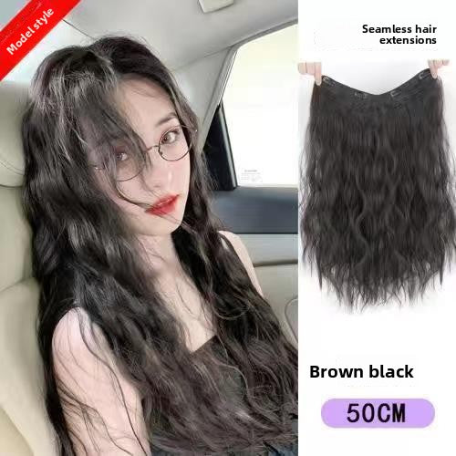 Women's V-Shaped Long Curly Invisible Hair Extension Patch