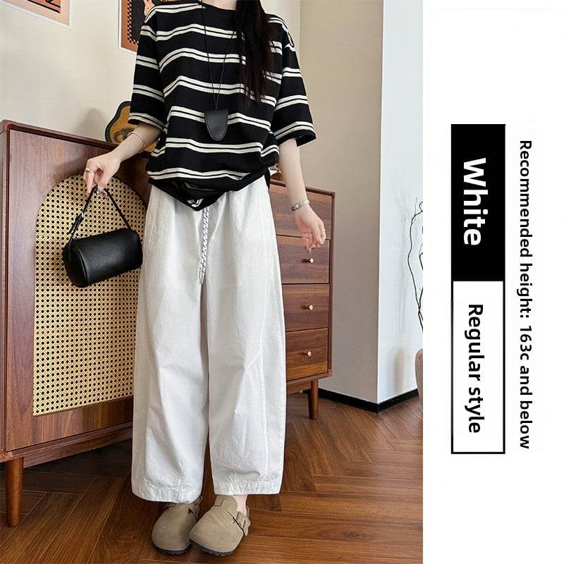 Women's High Waist Slim-fit Cropped Wide Leg Casual Pants - Price Value Store