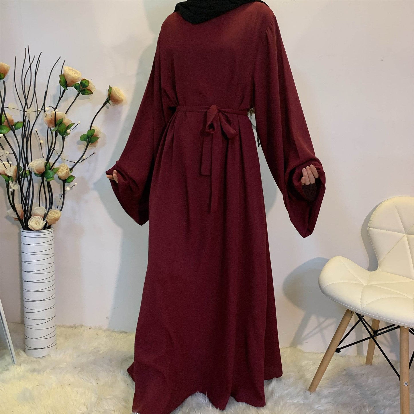 White large-size lace-up dress - Price Value Store