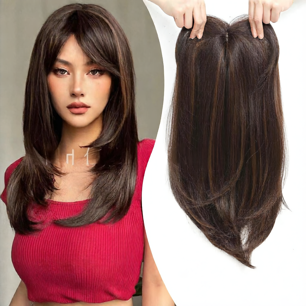 A wig for hair replacement on the top of the head