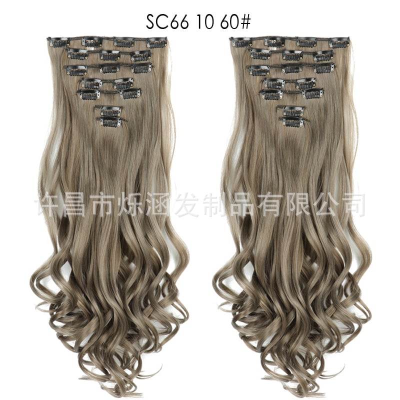 Seven Piece Wig Piece 16 Card Women Chemical Fibre High Temperature Silk Wig Long Curly Hair - Price Value Store