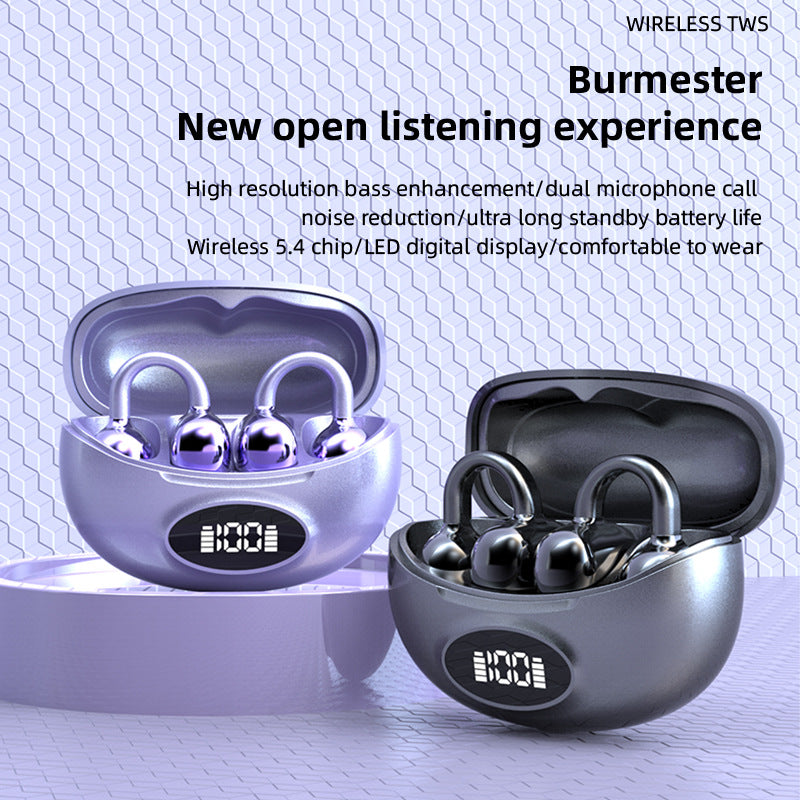 Wireless Bluetooth Ear Clip Headphones with Digital Display