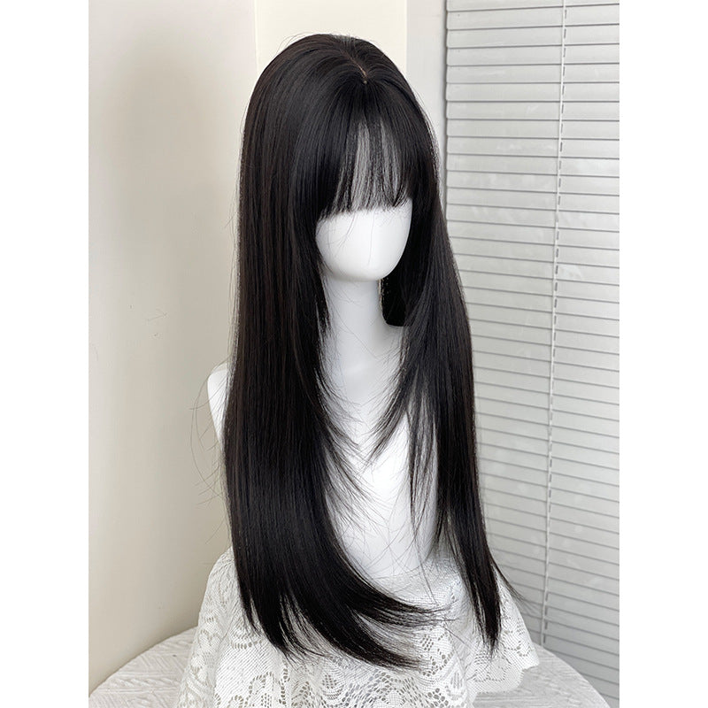 Long black and brown hair with a layered look