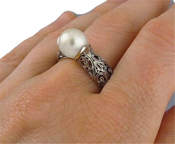 Vintage Pearl Inlaid Ring with 14k Gold Plating - Price Value Store