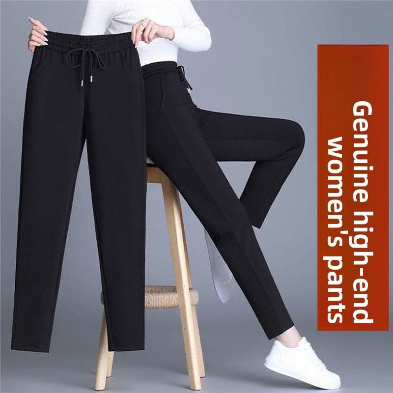 Women's High-Waisted Cotton Straight Casual Pants ? Summer Thin Elastic Trousers - Price Value Store