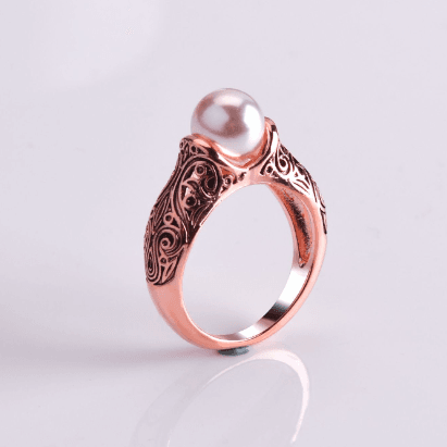 Vintage Pearl Inlaid Ring with 14k Gold Plating - Price Value Store