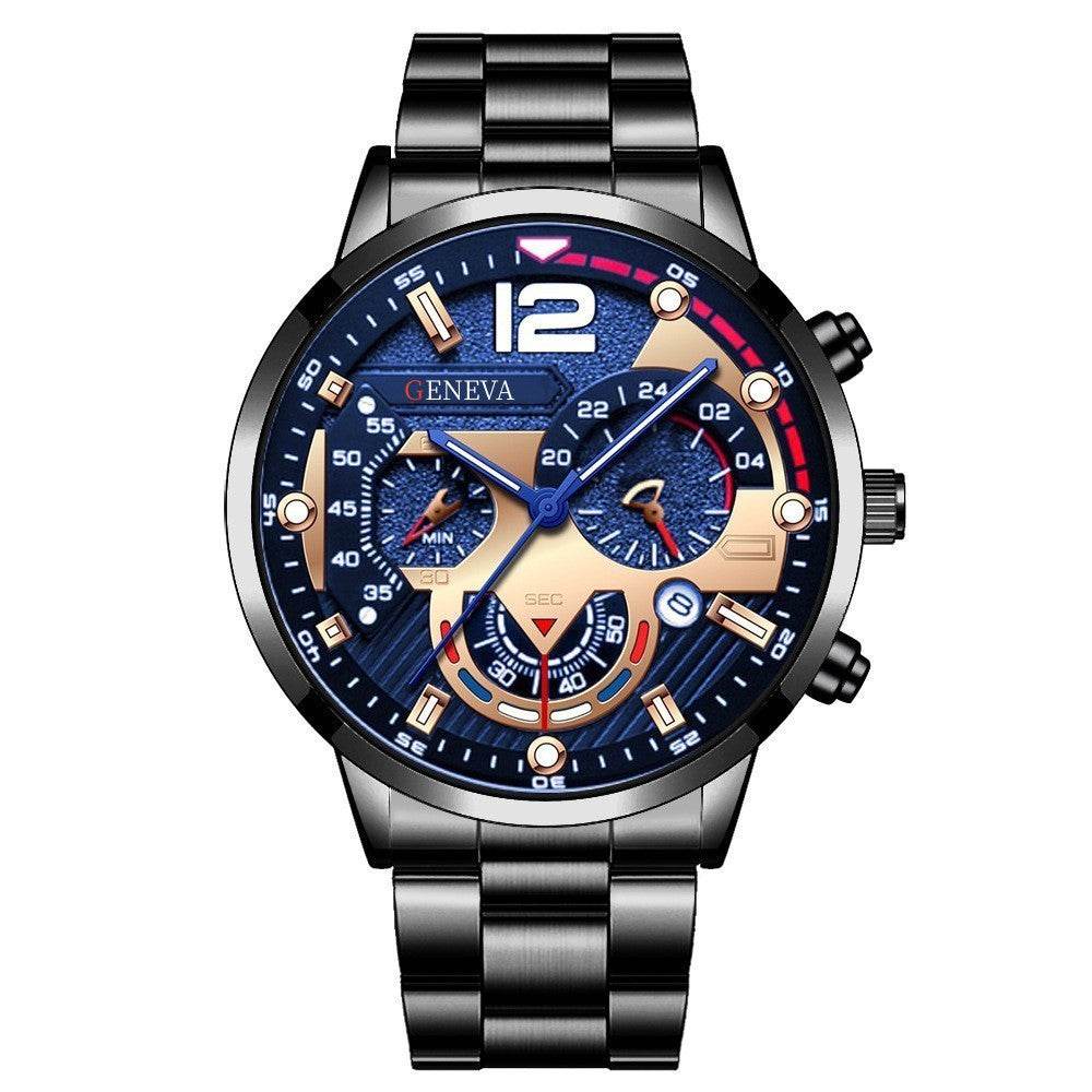 Men's Fashion Stainless Steel Band Quartz Watch with Calendar - Price Value Store