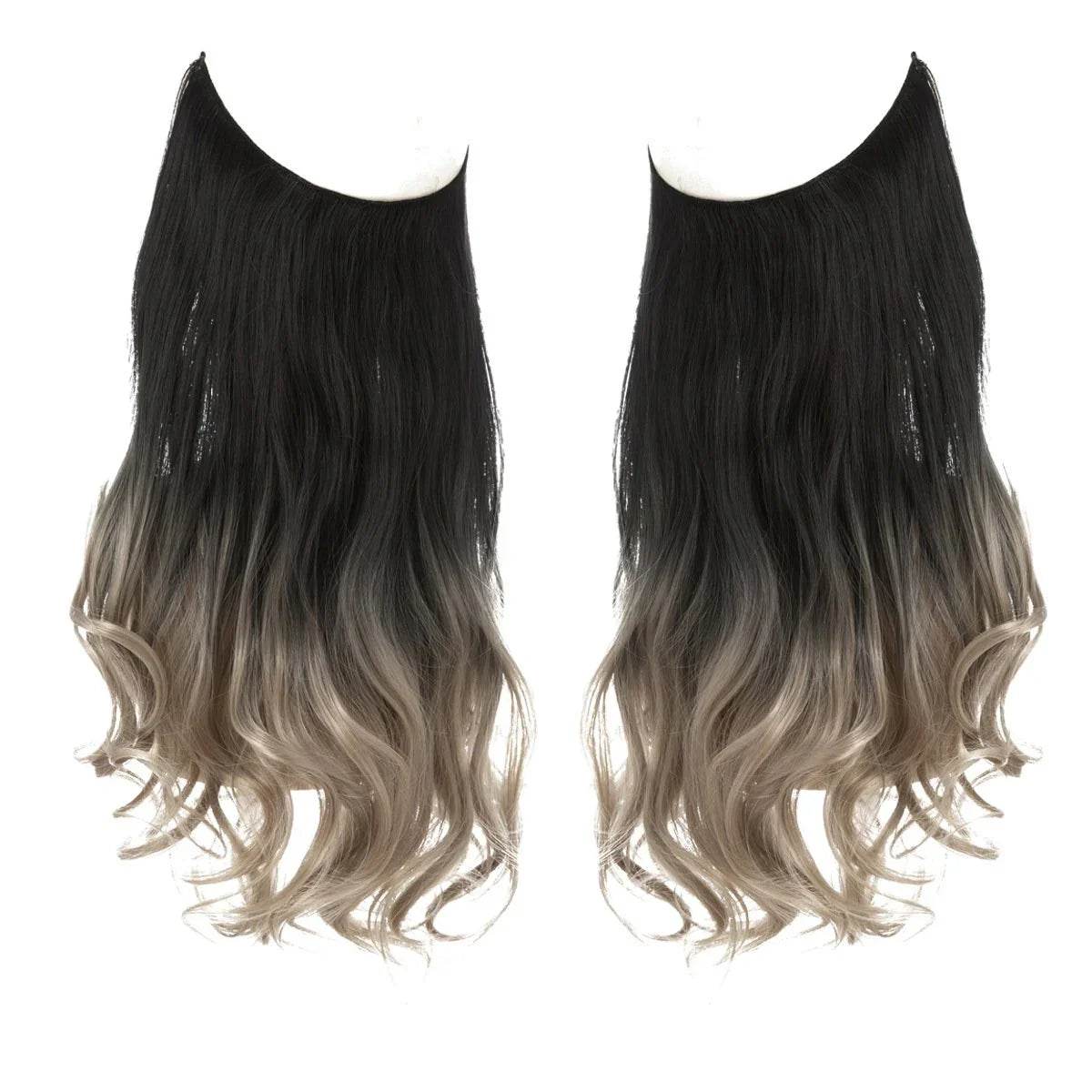 European and American wig one-piece hair quantity multiple U-shaped hair extension female fishing line wig invisible natural long curly hair - Price Value Store