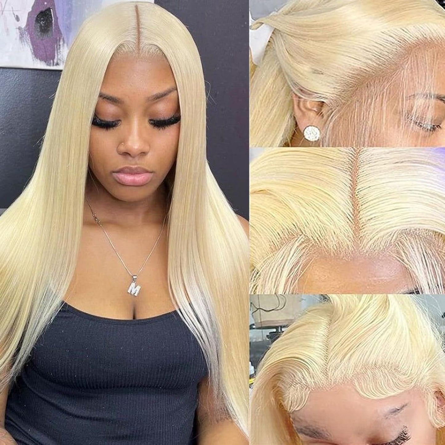 White Gold Human Hair Wig with Adjustable Length