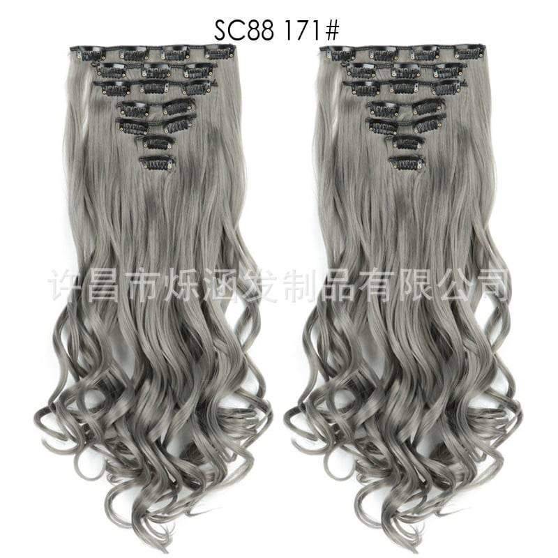 Seven Piece Wig Piece 16 Card Women Chemical Fibre High Temperature Silk Wig Long Curly Hair - Price Value Store