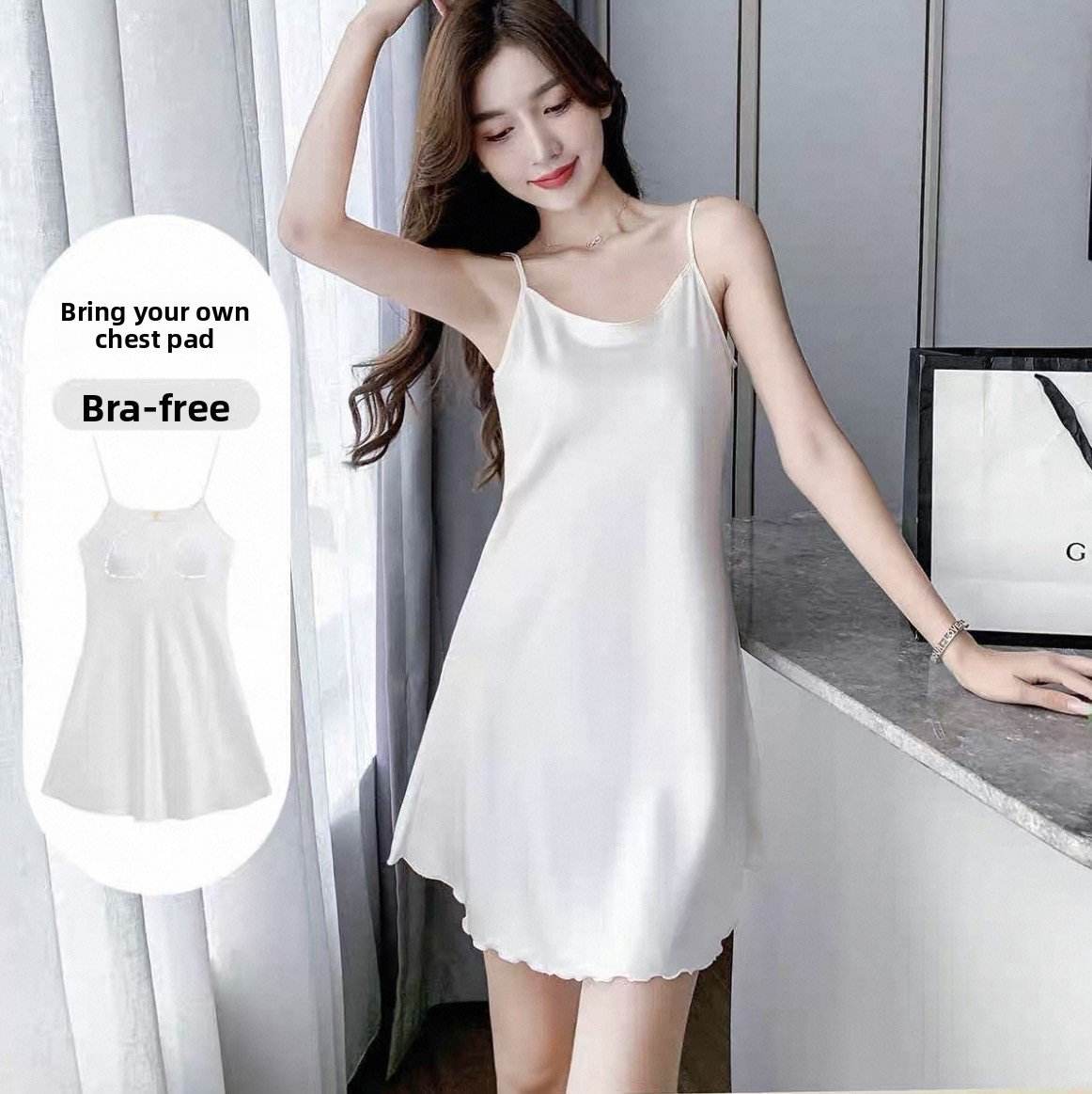 Women's Ice Silk Sling Pajama Dress - Price Value Store